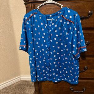 Women's Cuddl Duds® Short Sleeve Split Neck Pajama Top and Pajama Shorts Set XL